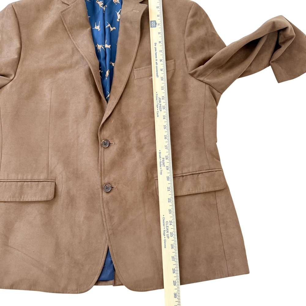 Lauren Ralph Lauren Men's Suede Blazer Brown Dog Print Lining Sz 44R Equestrian - Picture 8 of 9